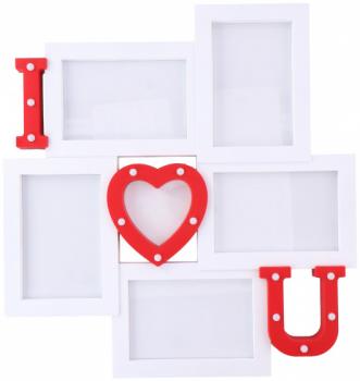 Bilderrahmen Collage "I Love You" mit LED 43 x 40 x 20,3 cm